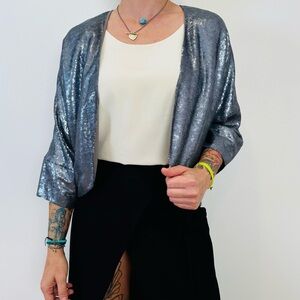 Eileen Fisher Silk sequin Open Front Blazer
